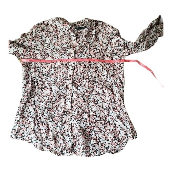 Ralph Lauren Girl's Blouse Silk Blend Floral Pink Button Up Shirt - Size Large - Picture 11 of 12
